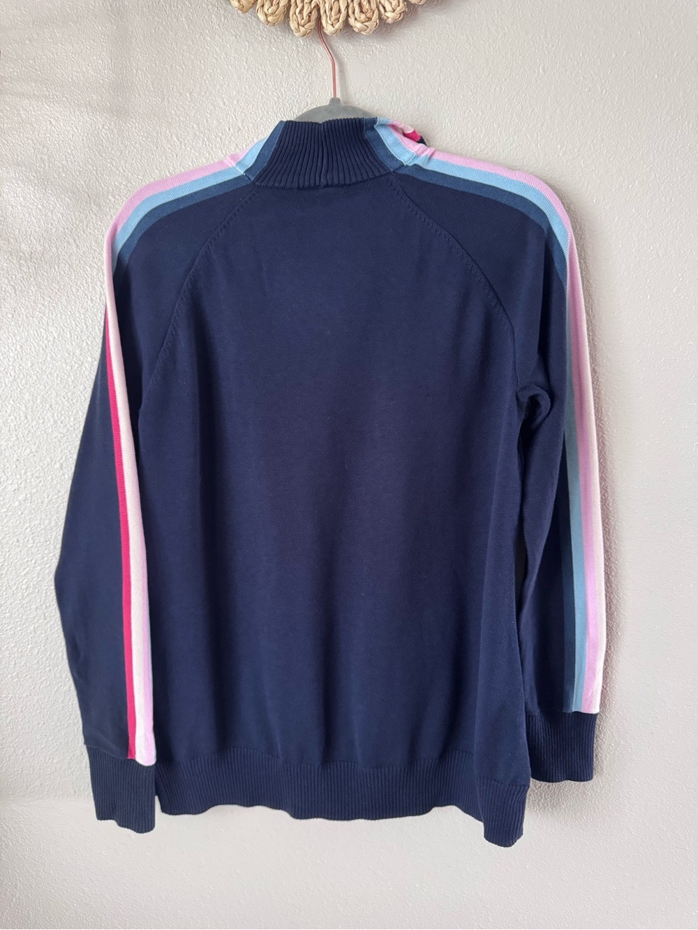 belle by Kim Gravel Navy Half-Zip Sweater with Pink and Light Blue Stripes - Picture 2 of 8